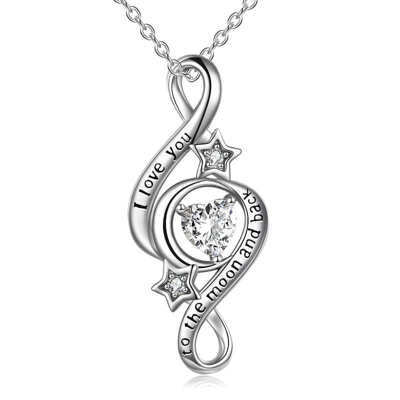 925 Sterling Silver I Love You To The Moon And Back Infinity Necklace