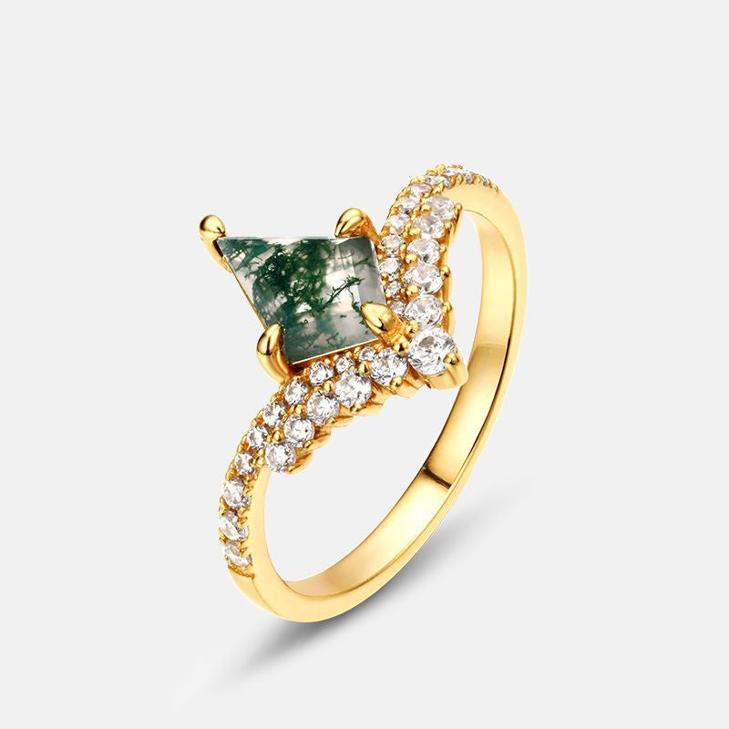"Sense Of Tranquillity" Natural Moss Agate Ring