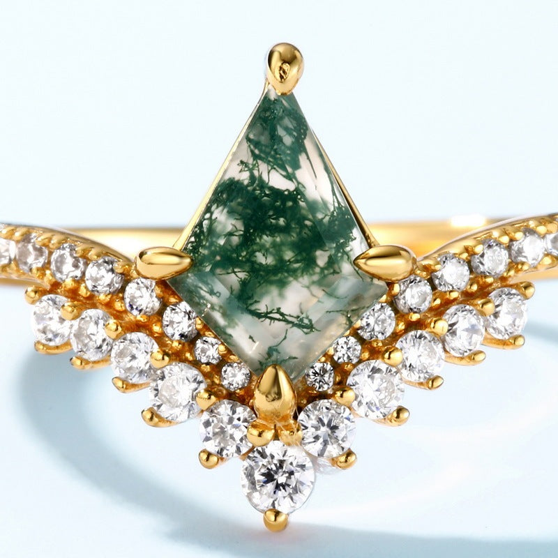 "Sense Of Tranquillity" Natural Moss Agate Ring