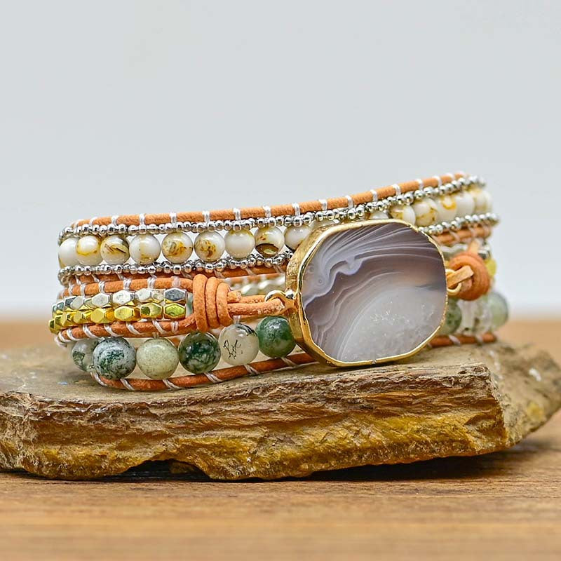 Silver Moon Agate Bracelet