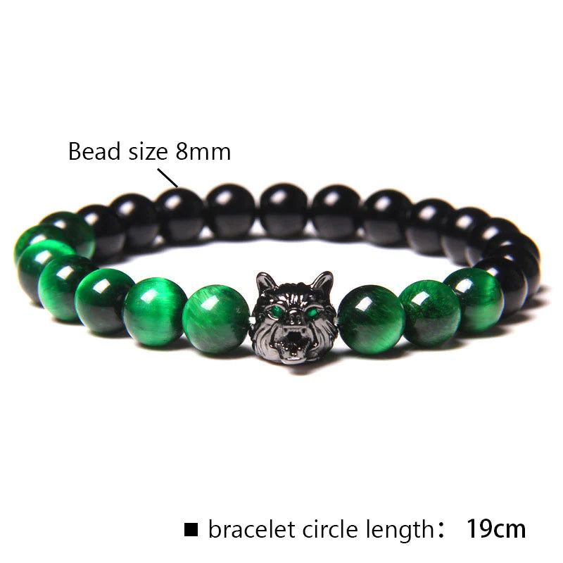 Green Tiger Eye Wolf Bracelet