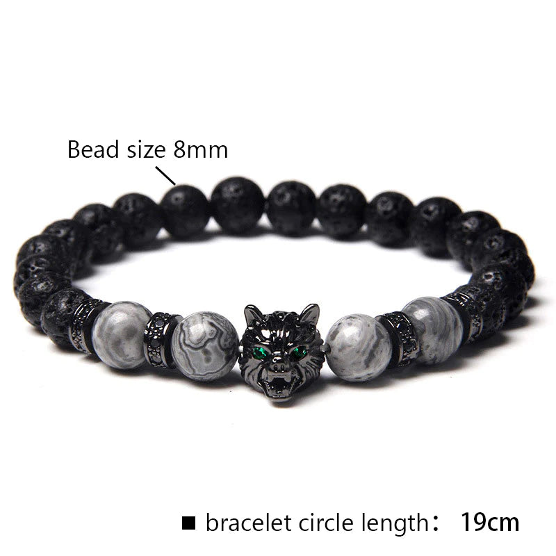 Gray Tiger Eye Wolf Bracelet