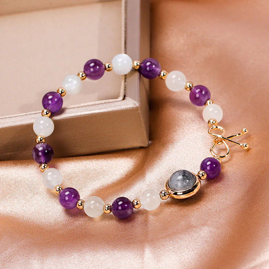 Amethyst With Moonstone Lucky Gemstone Bracelet