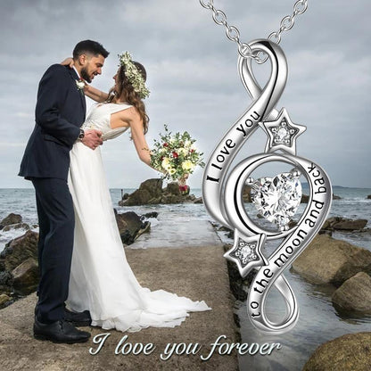925 Sterling Silver I Love You To The Moon And Back Infinity Necklace