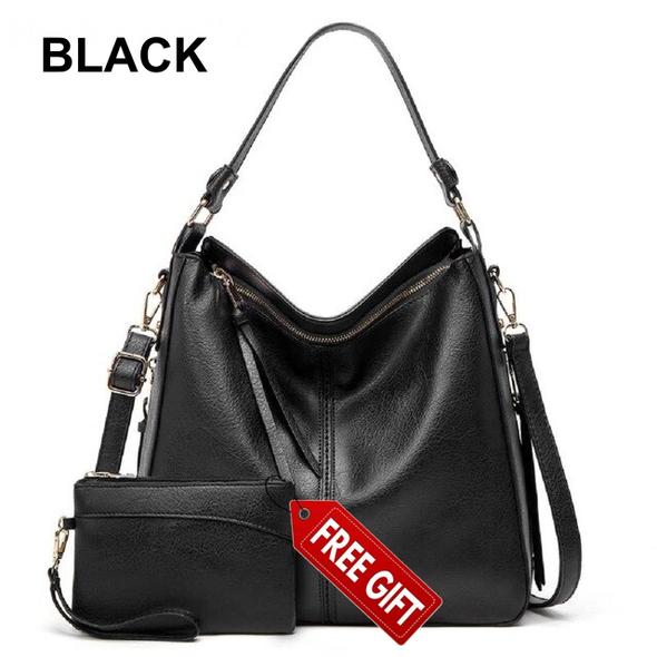 Luxury Leather Shoulder Crossbody Handbag (60% OFF + 1 FREE Clutch)