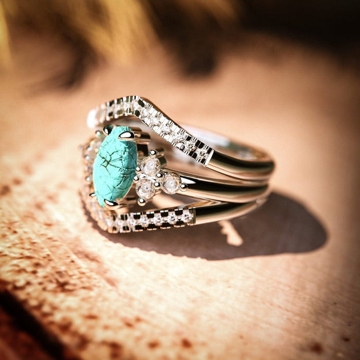 The Ocean's Embrace Crystals Turquoise Ring