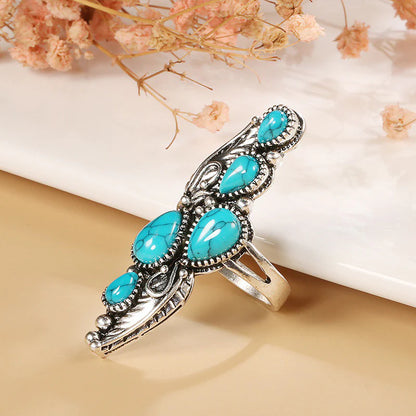 Tranquil Turquoise Droplets Ring