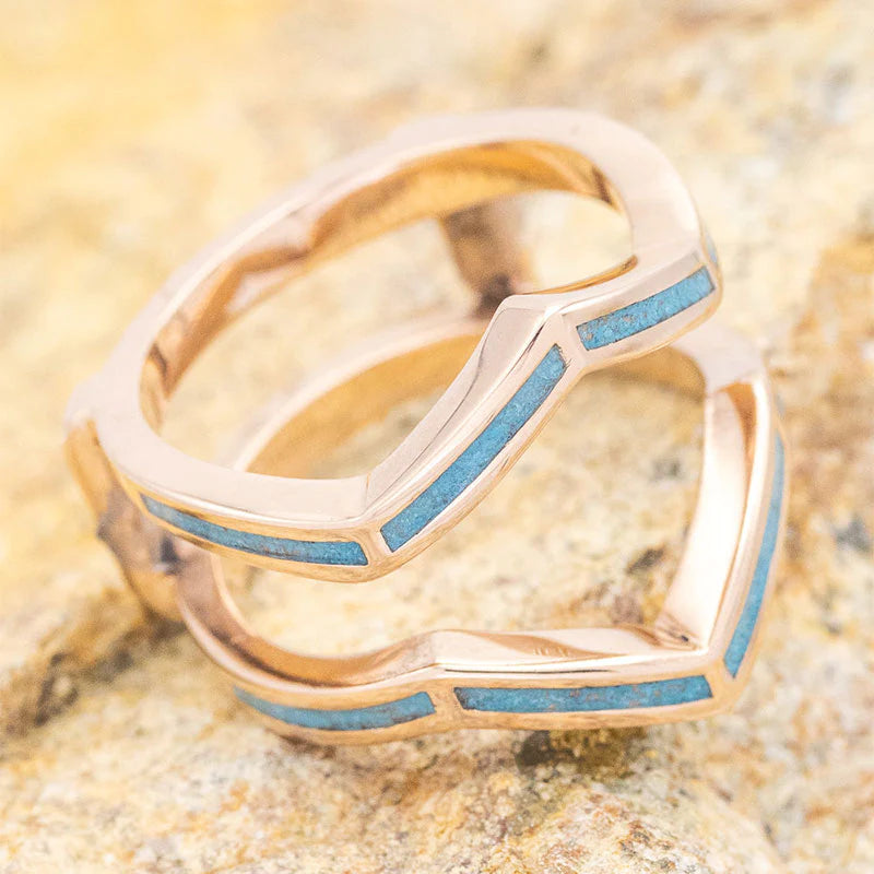 "Rubi" - Princess Moissanite 3-Piece Turquoise Ring